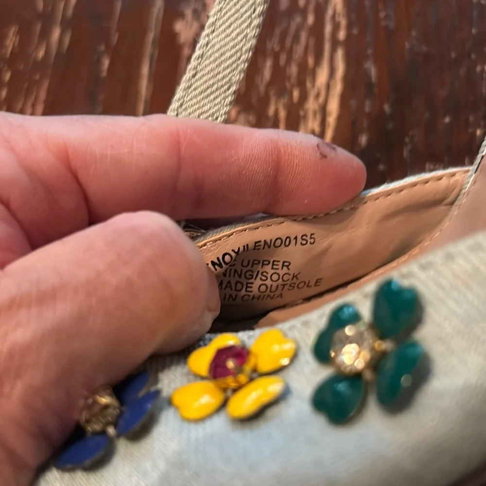 Betsey Johnson Red and Gray Heels with Floral Embellishments - Picture 7 of 7